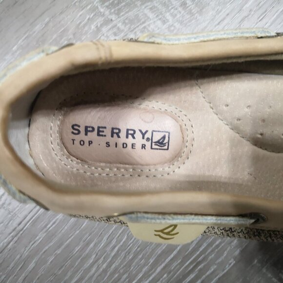 Sperry Top-Sider Ladies Size 7M Tan & Beige Leather & Synthetic Upper Boat Shoes - Picture 6 of 8